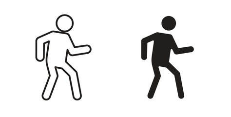 Person walking icon in doodle and stroke style.