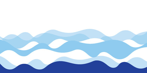 Layered waves of the blue ocean or sea with varying white gradient effects.