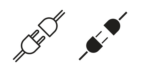 Plug connection icon in doodle and stroke style.