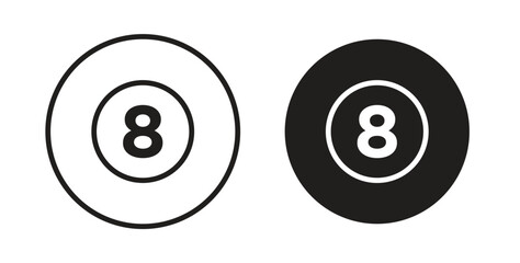 Pool 8 ball icon in doodle and stroke style.