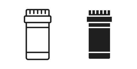 Prescription bottle icon in doodle and stroke style.