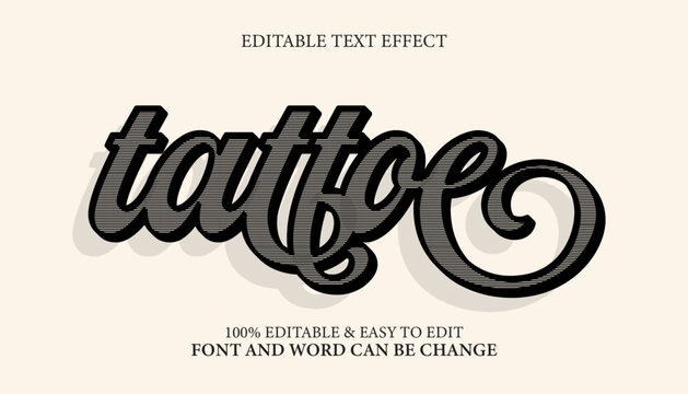 Tattoo Text Effect, Vintage style and editable