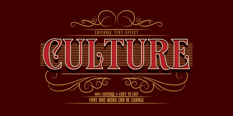 Vintage Culture Text Effect with Victorian Ornamental Style