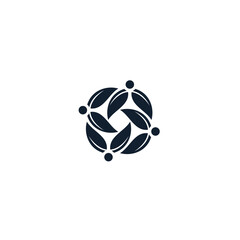 circular leaf design logo with box pattern