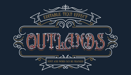 Outlands Text, Vintage Western Text Effect and editable