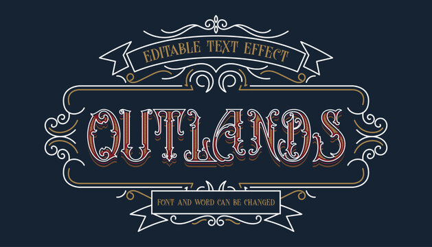 Outlands Text, Vintage Western Text Effect and editable