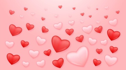 A red pink glossy 3D heart background with soft lighting and a romantic gradient, perfect for Valentine’s Day, love-themed designs, cards, and digital projects.