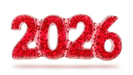 Red glitter number 2026 for New Year celebration decoration  