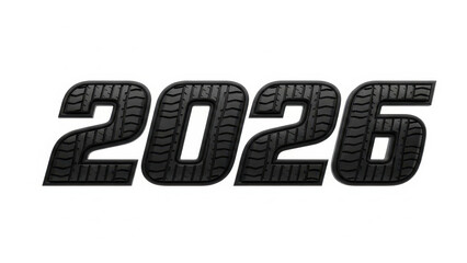 2026 year number made with tire tread design  