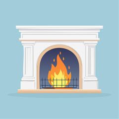 Flat Design Fireplace Hearth Icon