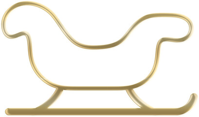 Santa's Sleigh for Christmas in a Shiny Gold Metallic Silhouette