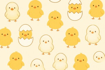 Obraz premium Cute chicks seamless pattern