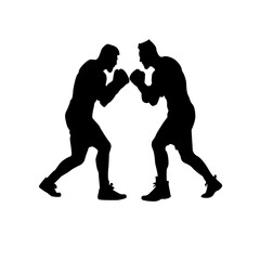 Silhouette of two boxers facing each other in a boxing match