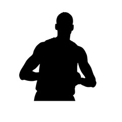 Silhouette of a man holding something with both hands