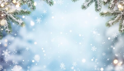 Winter wonderland celebration snowy forest digital background serene atmosphere close-up view holiday spirit and warmth enhanced by snowflakes and soft lights