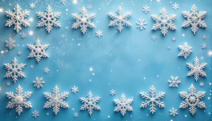 Winter wonderland snowflakes aesthetic background digital design frosty environment top-down view seasonal concept for holiday celebrations and festive decor ideas