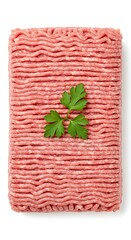 Fresh Ground Meat with Parsley garnish for Cooking and Culinary Use