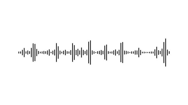 White and black audio visualization effect. audio wave animation isolated on transparent background. Audio waveform with frequency animated lines
