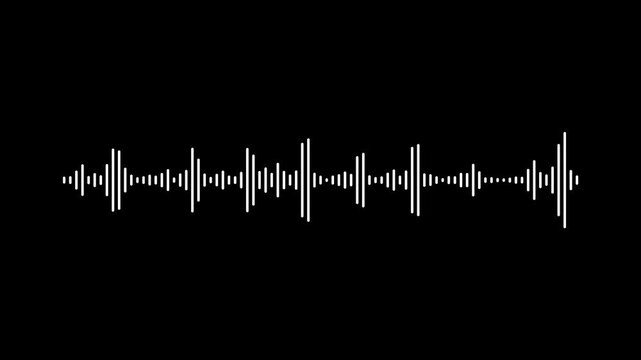 White and black audio visualization effect. audio wave animation isolated on transparent background. Audio waveform with frequency animated lines
