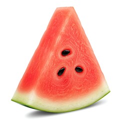 Fresh Watermelon Slice close up showing Seeds with White Background