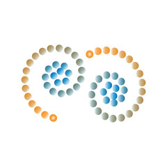 Abstract Blue and Orange Dot Spiral Design Symbolizing Connectivity, Creativity, and Innovation