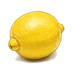 Illustration of Fresh Yellow Lemon Citrus Fruit on White Background