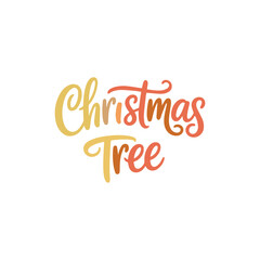create a handwritten typography  of graphic T-shirt design text  ''christmas tree ''


