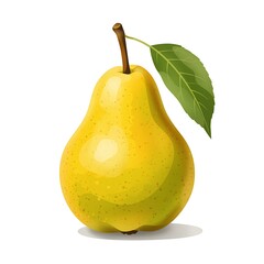 Perfectly ripe yellow pear isolated on white background ready to eat