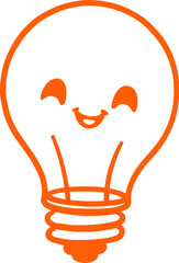 Smiling Light Bulb Outline with Cheerful Face