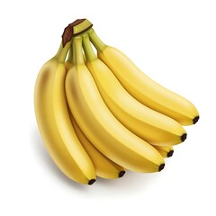 Ripe bananas isolated on white background healthy eating concept image