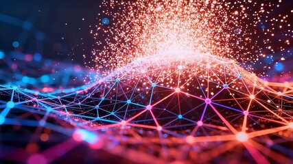 Abstract network of glowing nodes and connections - Powered by Adobe