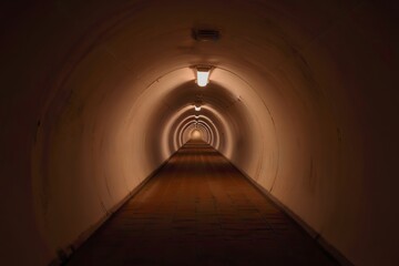 Long Tunnel Perspective - Warm Light and Depth of Field