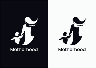Minimalist Motherhood Logo with Abstract Mother and Child Symbol