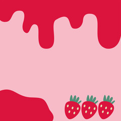 Pink Background with Strawberry Syrup Drip