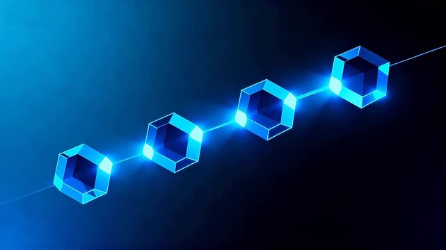 Blue glowing cubes in a line