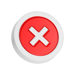 Fototapeta premium 3d rendering icon cross mark in red button