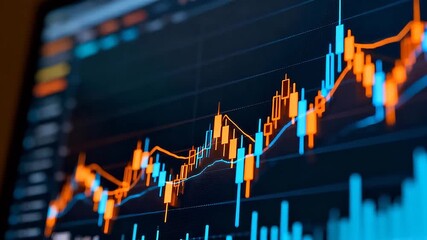 Stock market chart on digital display
