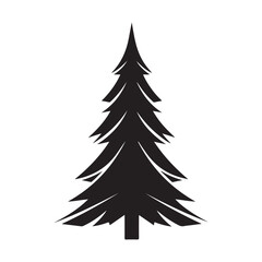 Obraz premium Stylized Black Pine Tree Silhouette Vector: Christmas Tree, Evergreen, or Conifer Graphic Icon - Nature, Winter, Forest, Holiday, and Outdoor Logo Design Element