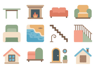 Modern Home Essentials Icon Set – Clean & Minimal Interior & Furniture Illustrations
