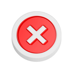 Fototapeta premium 3d rendering icon cross mark in red button