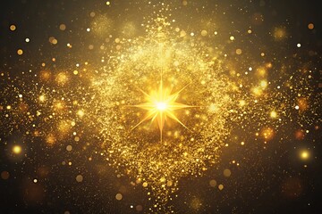 Radiant golden mandala bursting with sparkling light and cosmic dust