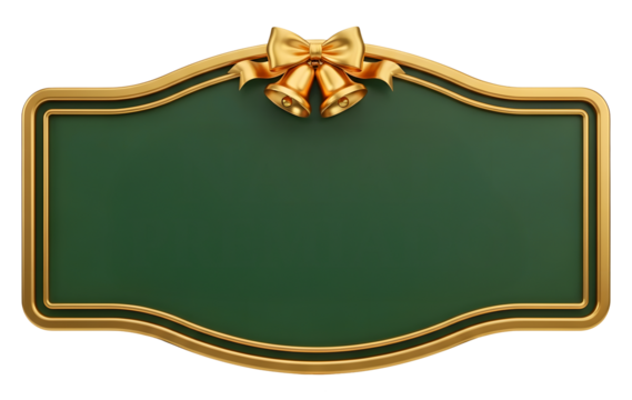Base Elegante Verde com Sinos e Fita Dourados para Selo de Datas Natalinas