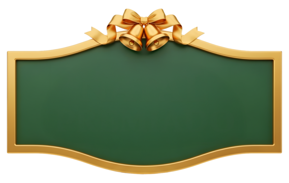 Base para Textos Natalinos Elegante Verde com Sinos e Fita Dourados Renderizada em 3D para Selo - Powered by Adobe