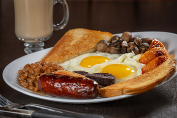 Full English breakfast with Irish coffee.