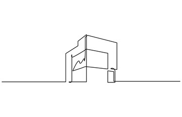Continuous One Line Drawing of Home Icon Modern House Illustration. Isolated on transparent background
