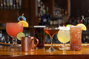 A selection of cocktails and beer.