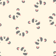 Panda Teddy bear graphic. cute little bear face seamless pattern for poster, nursery wall art, card