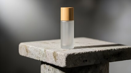 Elegant roll on bottle on stone slab for essential oils or perfume