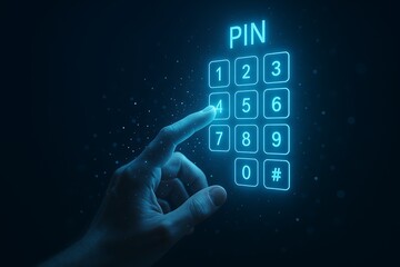 Secure PIN Entry on Digital Keypad with Glowing Hand