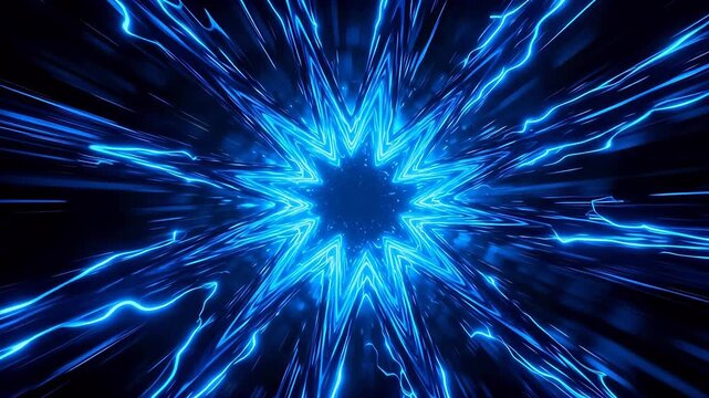 Blue neon starburst pattern